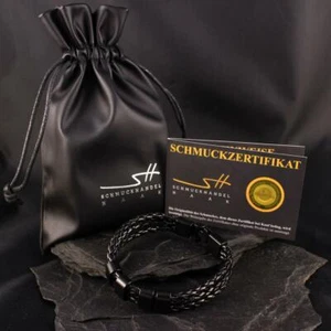 Armband Kunstleder Edelstahl Männer Herren im Schmuckbeutel, Schmuckhandel Haak® - Bild 1 von 5