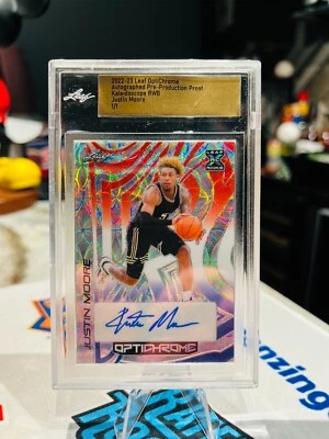 2022-23 LEAF OPTICHROME Justin Moore 1/1 AUTO KALEIDOSCOPE RWB ROOKIE ONE OF ONE - Image 1 of 2