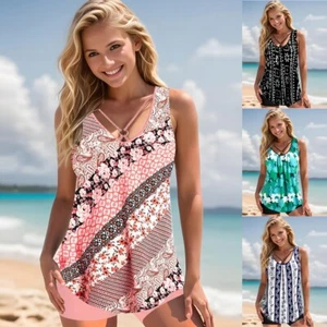 Nuevo Mujeres Tankini Floral Traje de Baño Traje de Playa Push Up Traje de Baño Talla Grande - Imagen 1 de 21