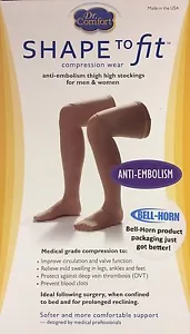 Shape to Fit 18 mmHg Thigh High Compression Stocking w/ stay up band - Anti Embo - Picture 1 of 4