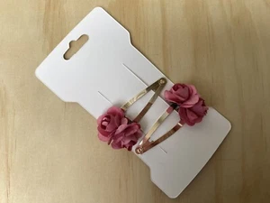 2 X Paper Mulberry Flowers Snap Clips Rose Gold Handmade Mulberry Flowers Pair - Picture 1 of 10