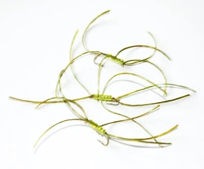 WORLD-CLASS-FLIES Apps Bloodworm Pulling Worm Flies Olive Yellow Red Orange 3 Trout Flies