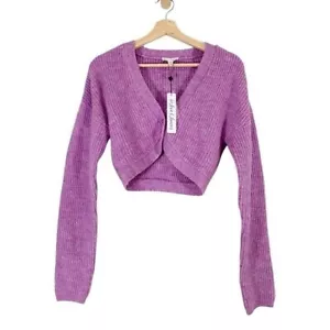Cardigan donna For Love And Lemons smerigliato scollo a V maglia crop viola taglia media - Foto 1 di 8