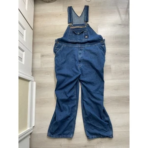Berne Mens Pure Cotton Denim Bib Overalls Workwear Medium Wash 48 x 32  - Picture 1 of 10