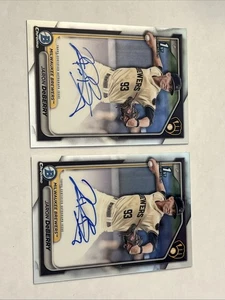 (2) 2024 Bowman Chrome Jaron DeBerry 1st Rookie Auto Brewers RCs - Picture 1 of 3
