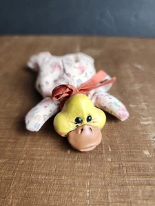 Russ Teeny Beenies Duck 4" Stuffed Animal Ceramic Head Cloth Body Floral Clothes - Picture 1 of 12