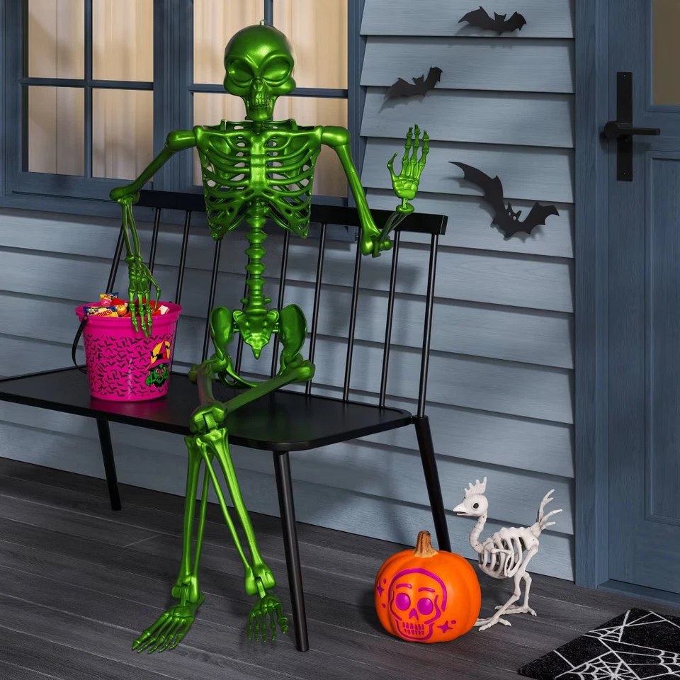 60" Posable Skeleton Halloween Decorative Prop Ghoulish Glow - Hyde and EEK! - Image 1 of 3