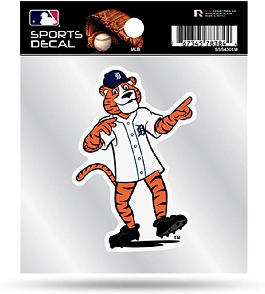 Detroit Tigers 4x4 Inch Die Cut Decal Sticker, Mascot Logo, Clear Backing - Image 1 of 1