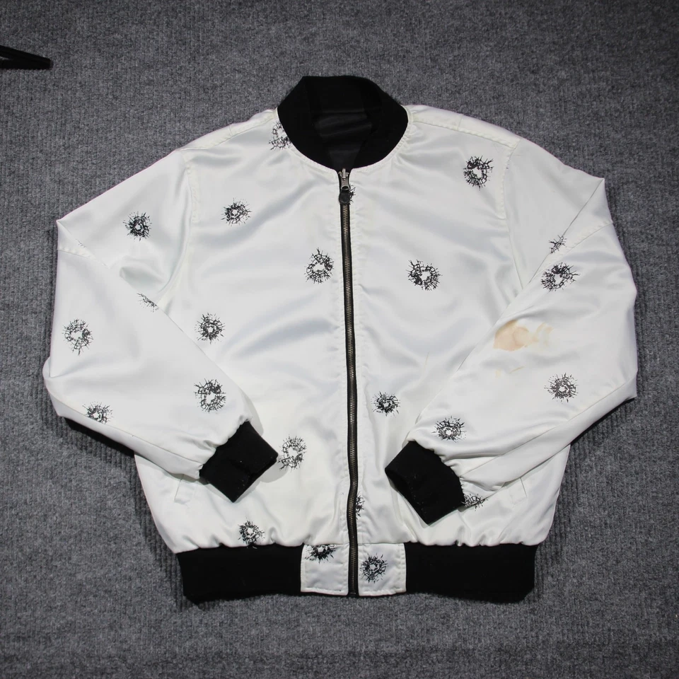 Chaqueta de bombardero Huf Shots para hombre extra grande negra blanca reversible patinador cremallera completa Foto 1 de 4