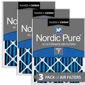 Nordic Pure 16x30x2 Pleated Air Filters MERV 7 Plus Carbon 3 Pack - Picture 1 of 7