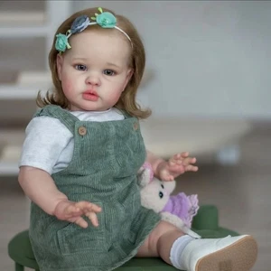 Handgefertigte realistische 22 Zoll Künstler Reborn Baby Puppe Kleinkind Mädchen handgerootetes Haar Spielzeug - Bild 1 von 8