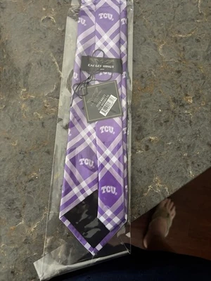 Texas Christian University TCU Neck Tie Purple With White Stripes - Image 1 of 2