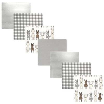 Paquete de mantas de recepción de franela de algodón unisex Hudson Baby - Farm Friends Foto 1 de 4