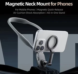 Neck Phone Holder Bracket for 4"-6" Smartphones | Hands-Free Video Mount Stand - Picture 1 of 7