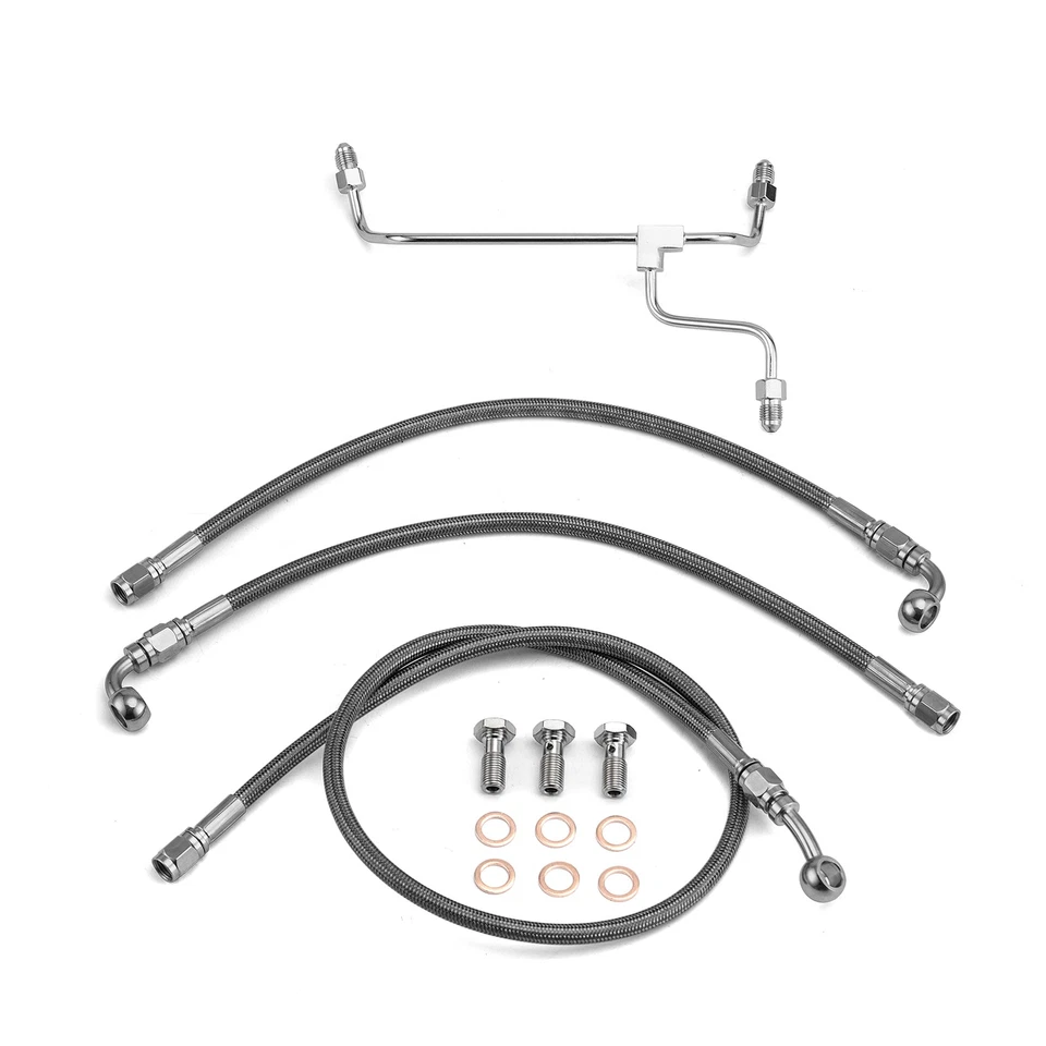 Kit de línea de freno hidráulico para manillar sin abdominales 16"-18" para Harley 14-23 Touring Foto 1 de 4
