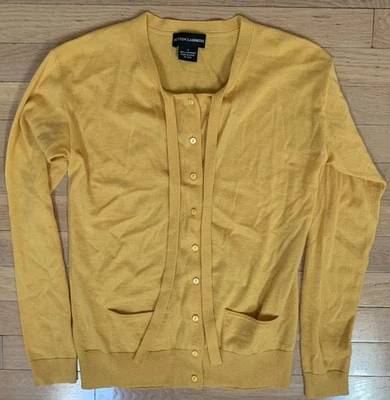 Sutton Cashmere Women's Yellow Gold Cardigan 100% Cashmere Button Up Soft Sz S - Image 1 of 4