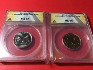 Set Wisconsin Extra High/Low Error Quarters ANACS MS 65 - Picture 1 of 6