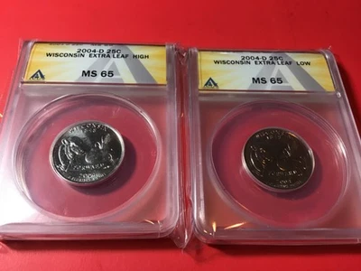 Set Wisconsin Extra High/Low Error Quarters ANACS MS 65 - Image 1 of 4
