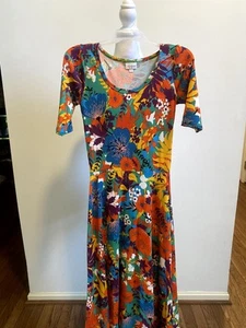 LuLaRoe Women Stretch Tropical Hawaiian Multicolored Maxi Dress Vacation Sz XS - Picture 1 of 7