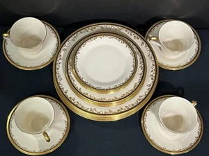 Lenox China ECLIPSE 20 Piece Dinnerware Set Gold Scroll 4- Five Piece Place Sets - Picture 1 of 12
