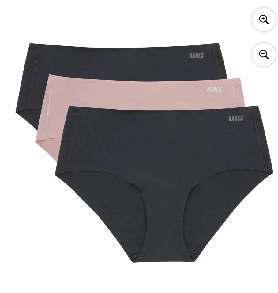 Mujer Hanes Moves No Show Hipsters NUEVO 3 pr negro y rosa nip 9 2xl Foto 1 de 1