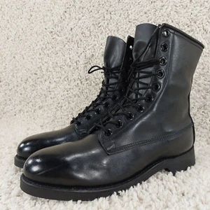 Vintage 70s Addison Shoe Company Men's 8.5 Military Leather Combat Lace-Up Boots - Imagen 1 de 14