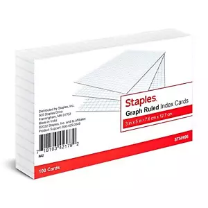 Staples 3" x 5" Index Cards Graph Ruled White 300/Carton ST50996-CCVS - Picture 1 of 5