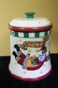 Holiday Noel Santa Cookie Jar Holly Tree Inspirado Designs HOLLY TREE Stripes  - Picture 1 of 5