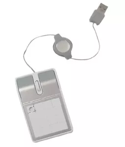 Retractable Portable USB Mouse in White and Silver with Built in Puzzle Game - Picture 1 of 1