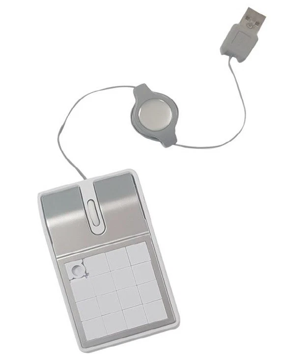 Retractable Portable USB Mouse in White and Silver with Built in Puzzle Game - Image 1 of 1