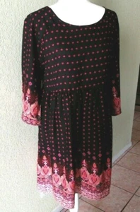 Meaneor Damen Kleid Gr. M Schwarz/Rosa Baumwolle fade 3/4 Arm Neu - Bild 1 von 8