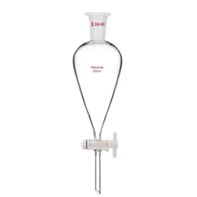 StonyLab Borosilicate Glass 250ml Heavy Wall Conical Separatory Funnel 24/40 - Image 1 of 4
