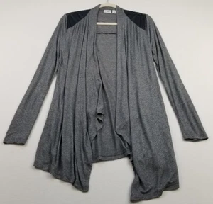Cato Cardigan Women’s Medium Gray Black Long Sleeves Open Front Stretch Rayon - Picture 1 of 10