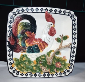 Vintage 1998 CBK Ltd Hahn Servierschale Sammlerstück 13" quadratisch Huhn - Bild 1 von 7