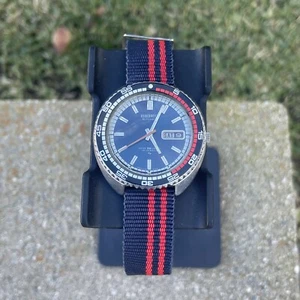 Vintage Seiko RALLYE 42mm Automatic Watch Blue Dial w/ Orange Hand 7006-8030 - Picture 1 of 17