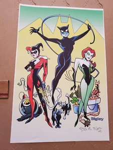 ORIGINAL KUNST/LITHO HARLEY QUINN, POISON IVY & CATWOMAN VON AL BIGLEY 10" X 15" - Bild 1 von 2