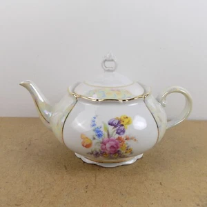 Haas & Czjzek Czech Porcelain Teapot Luster Gold Dresden Flowers - Picture 1 of 7