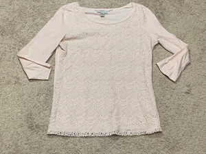 Ann Taylor Loft Damen Shirt Größe Small rosa Häkeldetail leicht klassisch - Bild 1 von 10