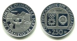 250 Dinara Jugoslawien 1982 Proof Silber "Sarajevo"