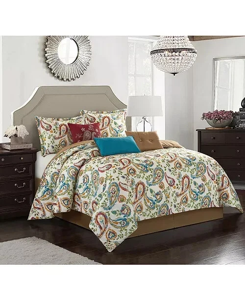 Autumn Paisley 7-Piece Comforter Set, Multi-Color, Queen, NWT - Image 1 of 4