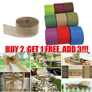 10m Burlap Ribbon Roll Hessian Jute Fabric Rustic Wedding Xmas Party DIY Decor - Picture 1 of 31