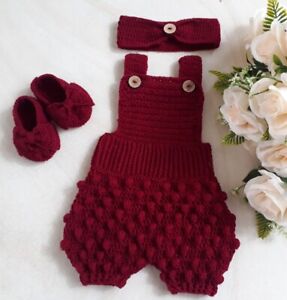 Newborn Baby Girl  Handmade Crochet Quality Soft Wool Knitting dress