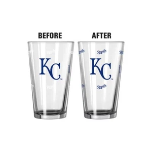 KANSAS CITY ROYALS MLB 16 OZ COLOR CHANGING LOGO PINT GLASS FREE SHIPPING - Picture 1 of 2