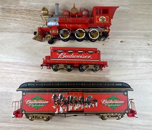 Hawthorne Village Budweiser Train Holiday Express Train Locomotive, Tender, Car - Picture 1 of 11