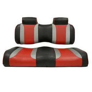 Yamaha Drive2 Golf Cart | Madjax Tsunami Seat Cushions Shockjet Silver Red - Bild 1 von 1