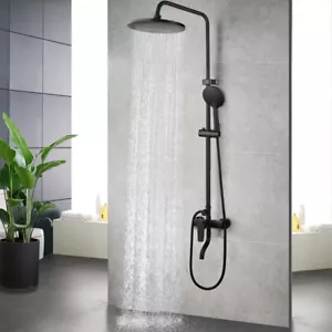 Bathroom Shower Faucet Set Rainfall Head Hand spray Mixer Wall Mounted Taps - Picture 1 of 12