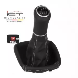 ICT pomello cambio pelle per Mercedes A B classe W169 W245 cucitura argento B61 - Picture 1 of 11