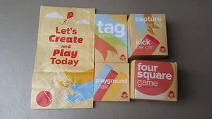 NEU Wendy's Familie Spaß/Spielplatz Spiele komplett Etikett, Kreide, Kick Dose, 4 Quadrat - Bild 1 von 4