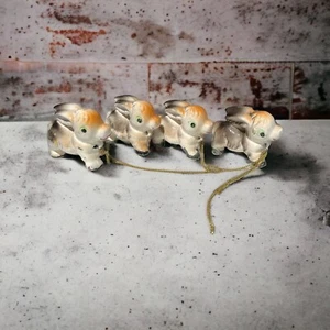 4 Vintage Ceramic Chained Baby Donkeys Replacement Pieces - Picture 1 of 7