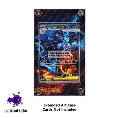 IRONWOOD SLABS Mega Charizard X ex - Extended Art Display Case for Pokemon Trading Cards